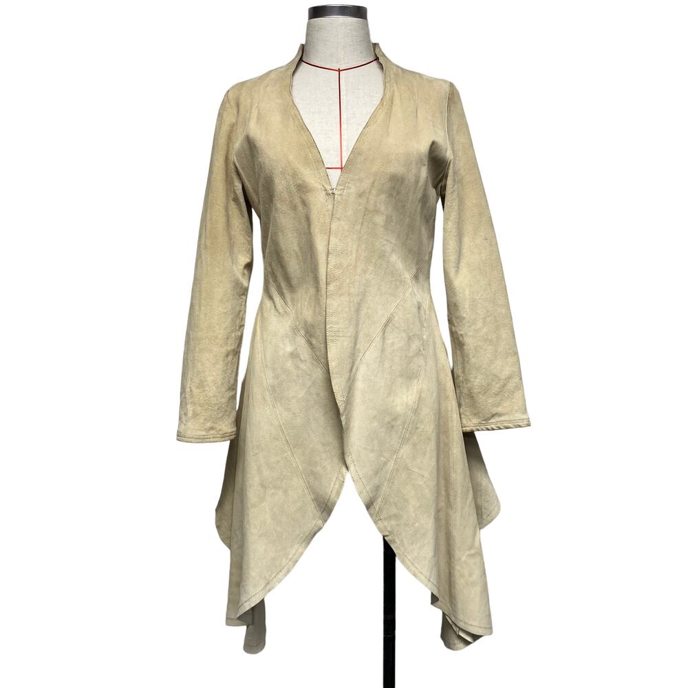 Arden B Womens Size M Tan Suede Leather Tailored Handkerchief Hem Jacket